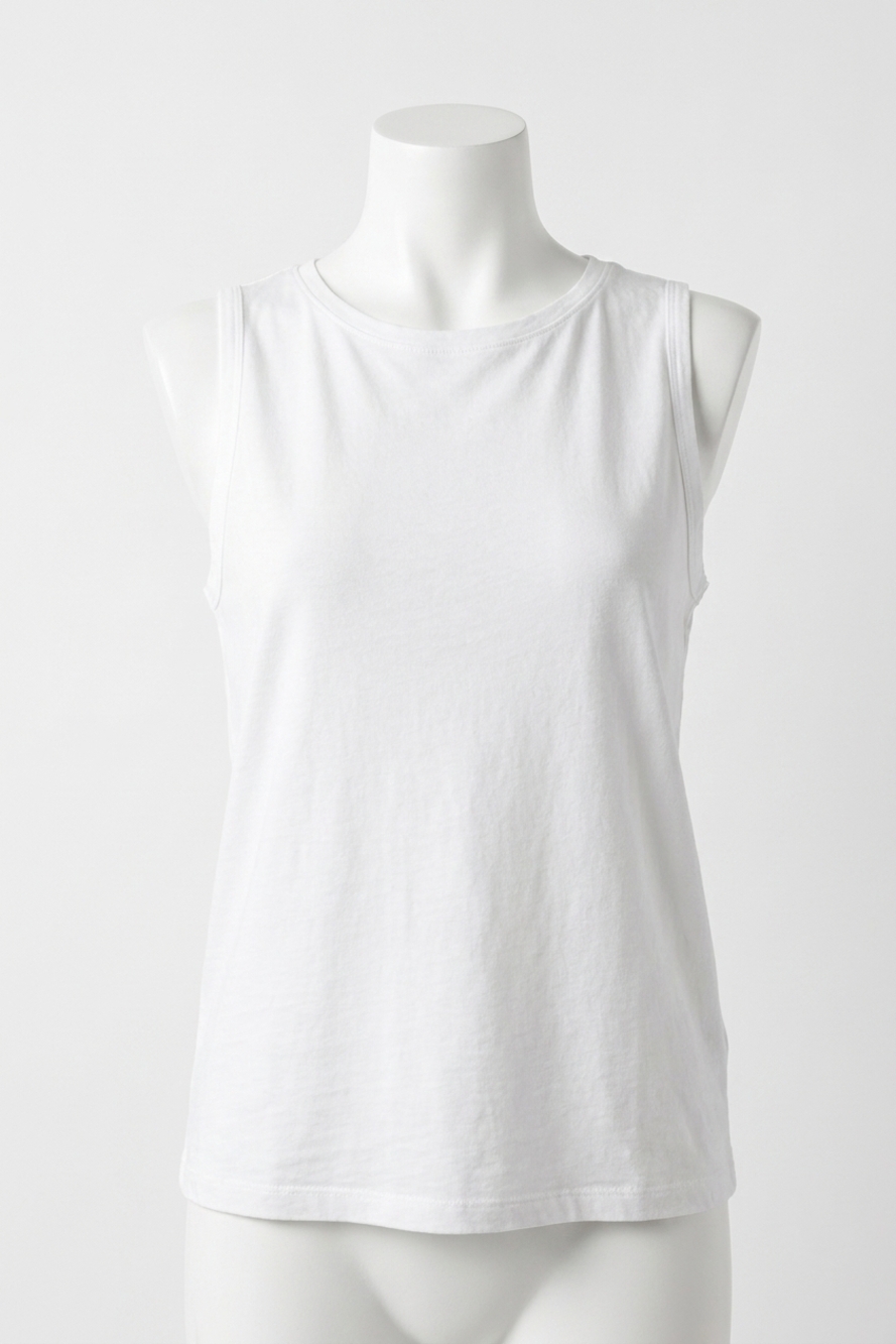 NEW LILLA P pima jersey boatneck shell top in white